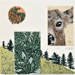 Faune et forêt 1, chine-collé, sérigraphie, 17,5 x 17,5 cm